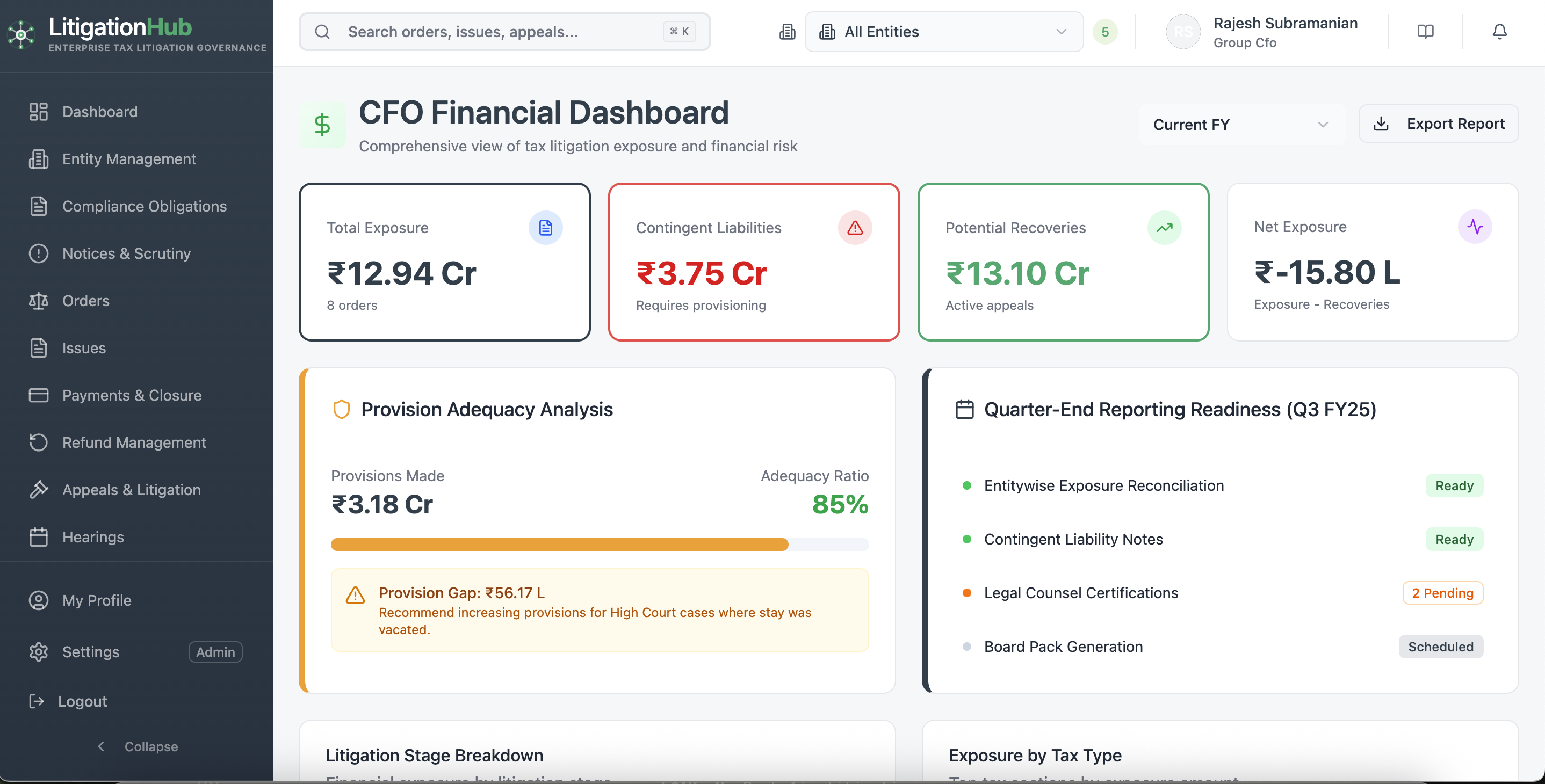 Litigation Hub CFO Dashboard